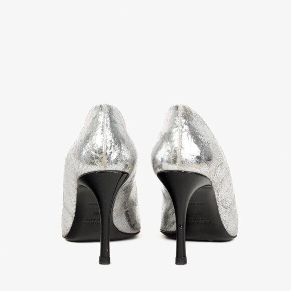 Miu Miu Silver Specchio Crackle Foil Metallic Heels - Picture 3 of 9